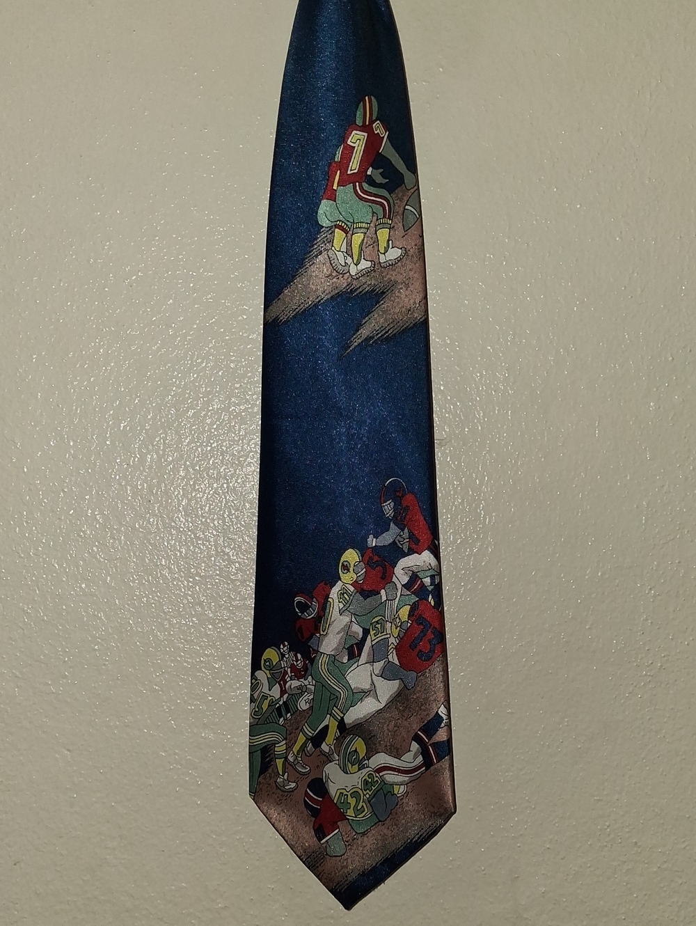 Men's Blue Football Print Silk Tie - Unbranded